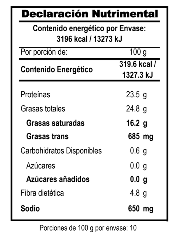 Información Nutricional Queso Manchego Lacteos Trici