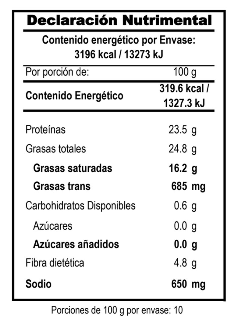 Información Nutricional Queso Gouda Lacteos Trici